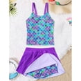 thumbnail image 3 of Lanbubble Girls Tankini Swimsuit Two Piece Bathing Suits Summer Beach Swimwear with Skirt Shorts Mermaid Scale 7-12Y, 3 of 9