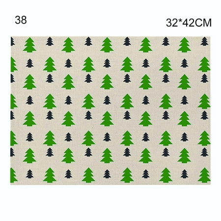 

Cotton and Linen Table Mat Christmas Elements Single Side Pattern Heat Resistant Christmas Decor for Kitchen Dining Room New