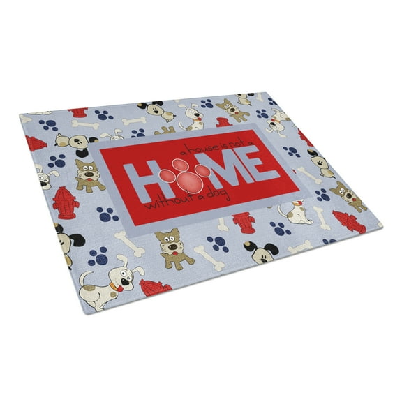 Caroline's Treasures A House is not a home without a dog Glass Cutting Board Large Size