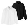 thumbnail image 3 of WOLLED Kids Boys' Long Sleeve Slim Fit Dress Shirt Toddler Black or White Button-Down Collared Dress Shirt with Chest Pocket for 3-16 Years Old, 3 of 10