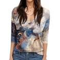 thumbnail image 7 of JGNGSHN Teacher Tops for Women V Neck Floral Print Dressy Casual Blouses Slim Fit Floral Print Tunic Top, 7 of 7