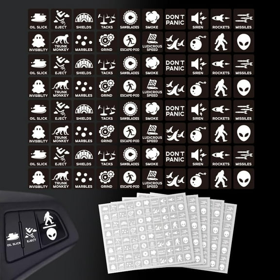 400 Pcs Car Switch Panel Stickers 20 Designs Auto Switch ID Label Decals Fun Car Button Icon Black Dash Board Label Decals for DIY Making