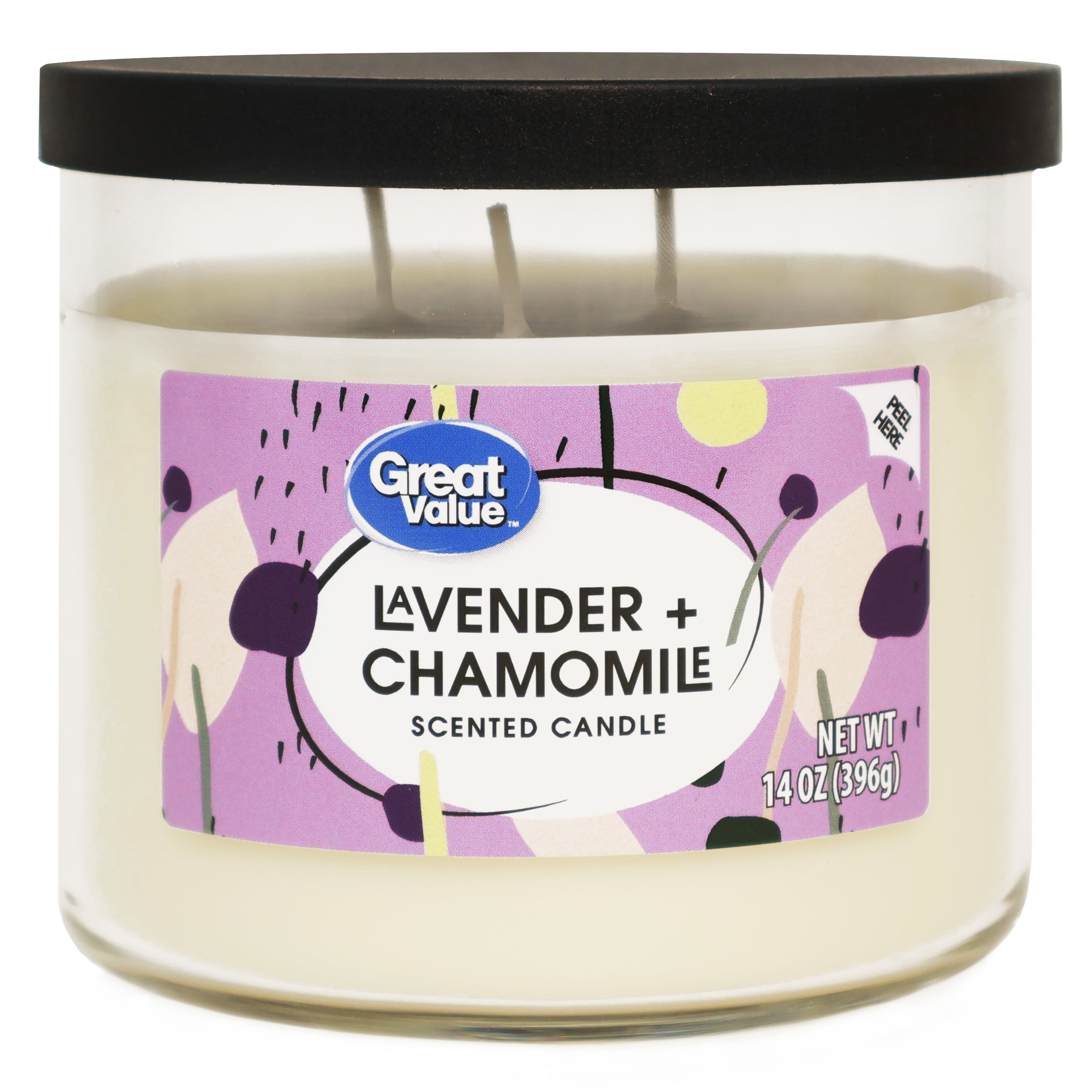 (4 pack) Great Value Lavender & Chamomile Scented Candle, 14.5 oz