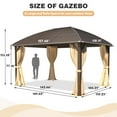 thumbnail image 2 of Hommow 10' x 13' Hardtop Gazebo, Galvanized Steel Arc Roof with Aluminum Frame, Brown, 2 of 10
