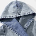thumbnail image 5 of Jean Jacket for Women Waist Cinching Hooded With Belt Windbreaker Long Sleeved Cardigan Denim Jacket Coat with Pockets, 5 of 7