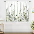 thumbnail image 3 of Sage Mint Green Eucalyptus Botanical Leaves Floral Kitchen Window Curtains Flower Leaf Small Hummingbird Window Treatment Cafe Short Curtains for Bathroom Treatment Tier Drapes 27.5x39inch, 3 of 6