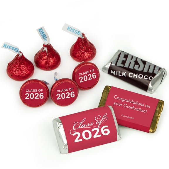119ct Red Graduation Class of 2026 Wrapped Miniatures And Red Stickered Kisses Chocolate Mix