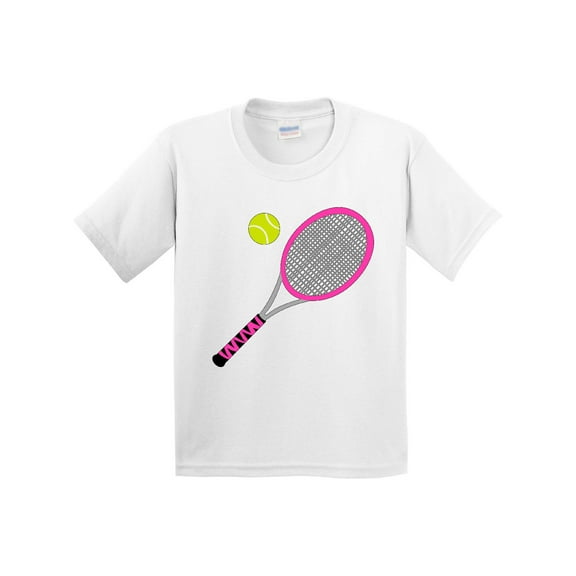 Inktastic Pink Tennis Racket and Ball Youth T-Shirt