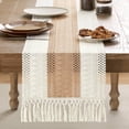 thumbnail image 2 of Camino de mesa ZeeMart, estilo macramé, bicolor, 35 x 275 cm, beige/marfil, 2 of 7