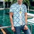thumbnail image 6 of Goofa Blue Fish Scale Texture Pattern Mens Golf Shirt Baseball T-shirt Moisture Wicking Dry Fit Performance Sport Short Sleeve Striped Golf Polo Shirts-XX-Large, 6 of 7