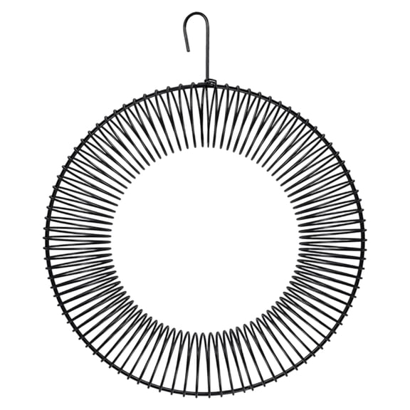 Carbon Steel Peanut Bird Feeder With Hanging Hook Hanging Wreath Birdfeeders Rustproof & Weatherproof Peanut Ring Squirrels Food Container For Outdoor Birds Squirrels Feeding (Black)
