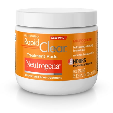 Neutrogena Rapid Clear Maximum Strength Acne Treatment Pads, 60 (Best Acne Treatment For Sensitive Skin Over The Counter)