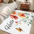 thumbnail image 4 of 3'x5' Area Rugs, Orange Red Floral Indoor Outdoor Area Rug for Living Room Bedroom, Rustic Pastoral Botanical Butterfly Washable Bathroom Rugs Kitchen Floor Carpet Mats Home Decor Aesthetic, 4 of 8