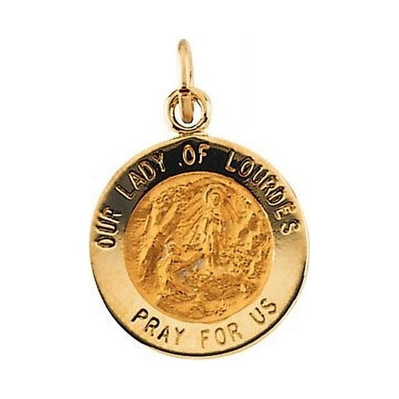 Picturesongold.com 14K Gold Our Lady of Lourdes Religious Medal Necklace Pendants - 14k Yellow Gold- 1/2 inch x 1/2 inch