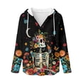 thumbnail image 5 of DISNIMO Skull Floral Printed Sweatshirts for Women Long Sleeve Hoodies Waffle Pullover Tops Trendy Shirts for Women, XL, 5 of 7