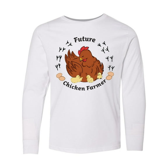 Inktastic Future Chicken Farmer-Mother Hen and Chicks Long Sleeve Youth T-Shirt
