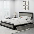 thumbnail image 4 of Bed Frame with Headboard, Platform Bed Frame with 4 Storage Drawers and Charge Station, Solid Metal Slats Support, Noise Free, No Box Spring Needed, Easy Assembly, 4 of 8