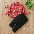 thumbnail image 6 of XEGLSBU Toddler Boy Christmas Outfit 4T Boys Party Plaid Print Dress Shirt with Bow Tie and Pants Festive Snowflake Snowman Outfit for Gatherings and Family Photos Red Size 5-6 Years, 6 of 9