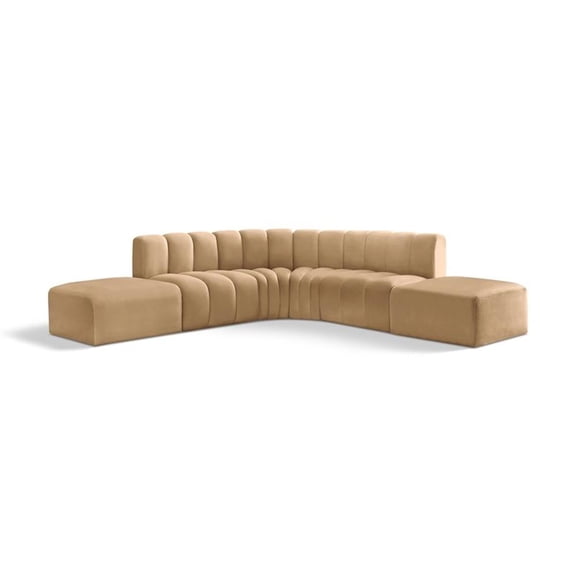 Meridian Furniture Arc Camel Velvet Modular Sectional