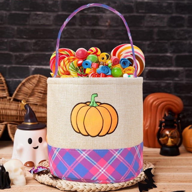 Uuiauoio Embroidered Halloween Pumpkin Storage Basket, Foldable Tote for Candy Collection, Holiday Party and Seasonal Home Decor, Storage Basket Shopping Mall Indoor And Outdoor Decoration