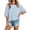 Blue, variant on Summer Oversize Women Solid Color Half Sleeve Loose Shirt Tee Casual Tops