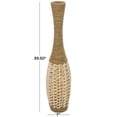 thumbnail image 3 of DecMode Wood/Bamboo Bohemian Curved Round Slender Decorative Vase 7"W x 40"H, with Light Brown Woven Bamboo Strips and Coiled Brown Woven Rope, 3 of 7