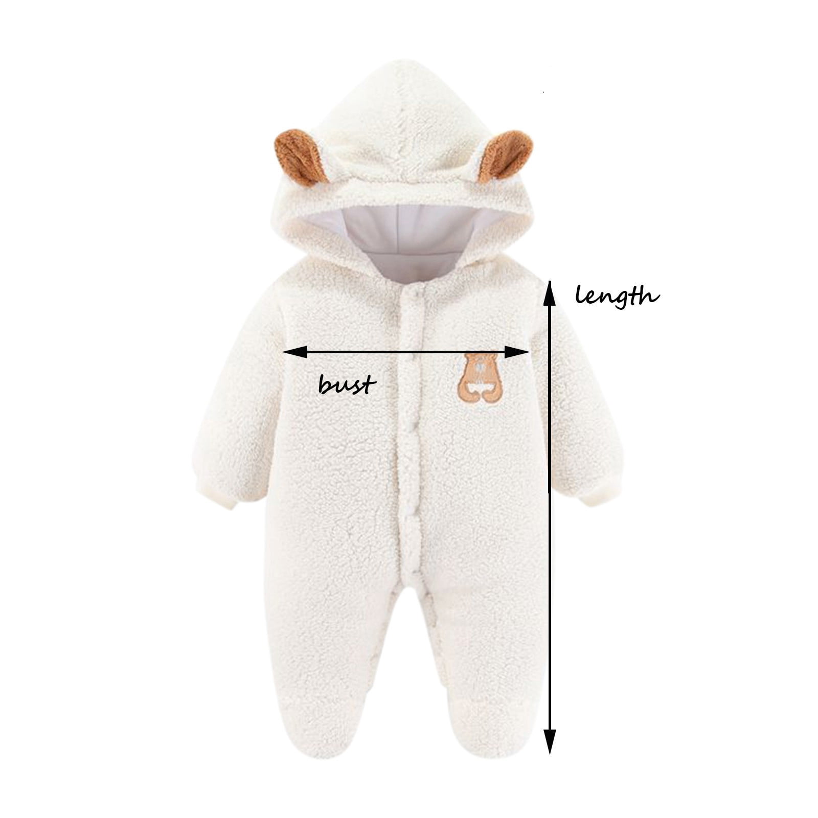 Staki Baby Clothes Baby Cartoon Onesie Baby Fleece Snowsuit Jumpsuit Hooded Footie Thick Winter Outwear For Girls(White,6-12 Months)