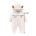 thumbnail image 5 of Caqnni Baby Bear Onesie Outfit Suit Fold-Over Mittens Footies Girls Boys Winter Polar Fleece Jacket Clothes Hooded Jumpsuit Romper (59,White), 5 of 6