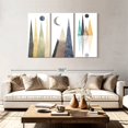 thumbnail image 2 of Elephant Stock Geometric Mountain Scene Wall Art - Horizontal Multi Panel Canvas - Living Room Wall Decor - Nature Multi Panel - White And Gold Decor - 74" x 48", 2 of 4