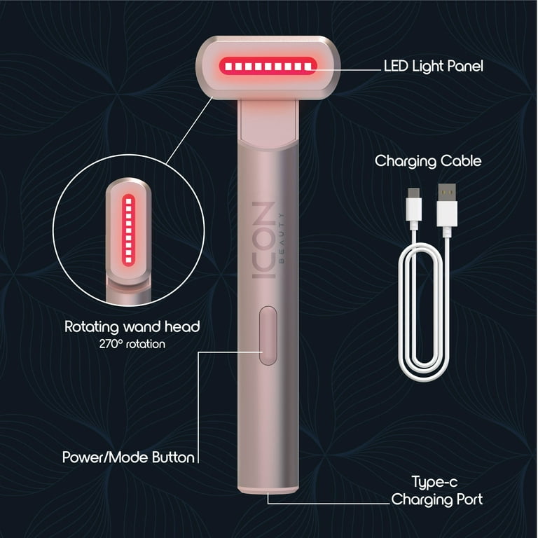 Icon by Tzumi 4-in-1 Light Therapy Wand, Blue and Red Light