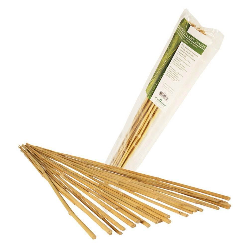 Pack of 25 HydroFarm GROW!T HGBB6-6FT  Long Bamboo Stakes Natural Finish 