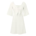 thumbnail image 4 of WENWU Womens Dresses 2024 Spring Summer Deep V Neck Elegant Bow Tie Mini Dress S XL Casual Knee Length Dresses for Women Maxi for Women, 4 of 7