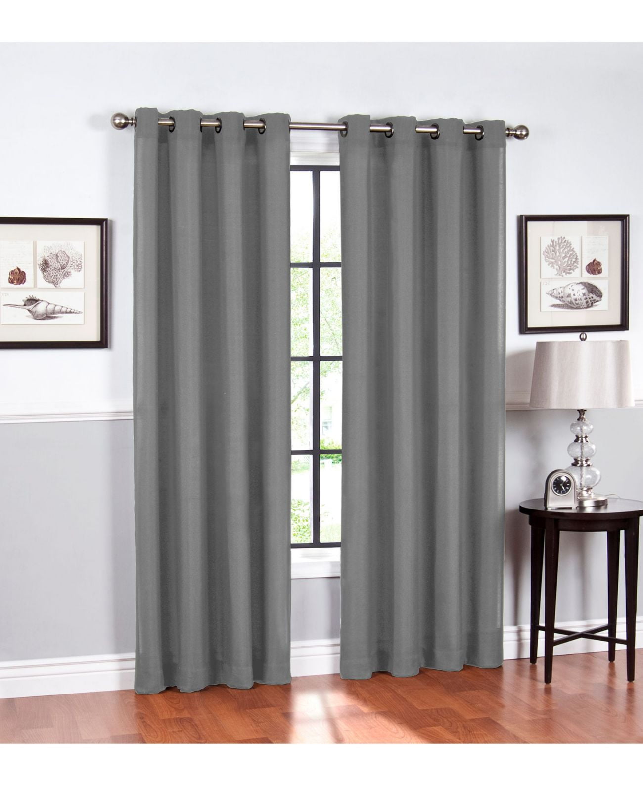 SunBlk Everly Total Blackout Window Curtain Panel 2-Pack Everly Charcoal 