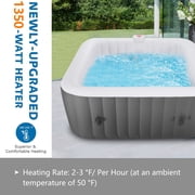 4-6 Person Outdoor Portable Inflatable Heated Hot Tub with 130 Bubble Jets, Square Inflatable Heated Pool Spa with Insulated Cover, Insulated Cover and Carry Bag, Gray