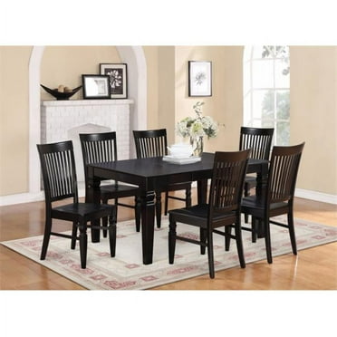East West Furniture WEST5-BLK-W 5PC Weston Rectangular Dining Table and 4 Wood Seat Chairs in Black