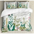 thumbnail image 1 of Flower King Size Duvet Cover Set, Flowers and Leaves in a Spring Garden with Daisies Roses Hydrangeas Artwork Print, Decorative 3 Piece Bedding Set with 2 Pillow Shams, Multicolor, by Ambesonne, 1 of 3