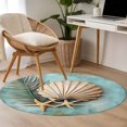 thumbnail image 4 of Round Rugs 4Ft, Coastal Shell Round Area Rug Washable Indoor Throw Carpet, Vintage Botanical Beach Nautical Soft Non Slip Circle Rug for Kitchen Nursery Room Home Decor Aesthetic, 4 of 8