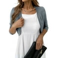 thumbnail image 1 of OmicGot 3/4 Sleeve Cropped Shrug Open Front Cardigan Sweaters for Women, Heather Grey L, 1 of 9