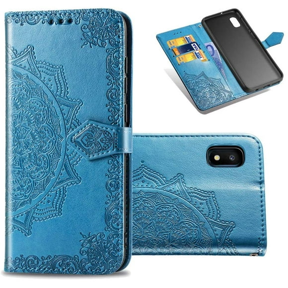 COTDINFORCA Samsung Galaxy A10E Wallet Case, Slim Premium PU Flip Cover Mandala Embossed Full Body Protection with Card