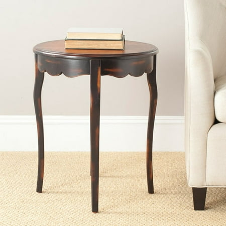 - Safavieh Kailey Round Side Table, Distressed Java Nutmeg Finish