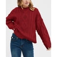 thumbnail image 4 of Casual Women Long Sleeve Sweater 2025 Fall Ribbed Knit Pullover Loose Crewneck Cable Sweater Jumper Tops, 4 of 6