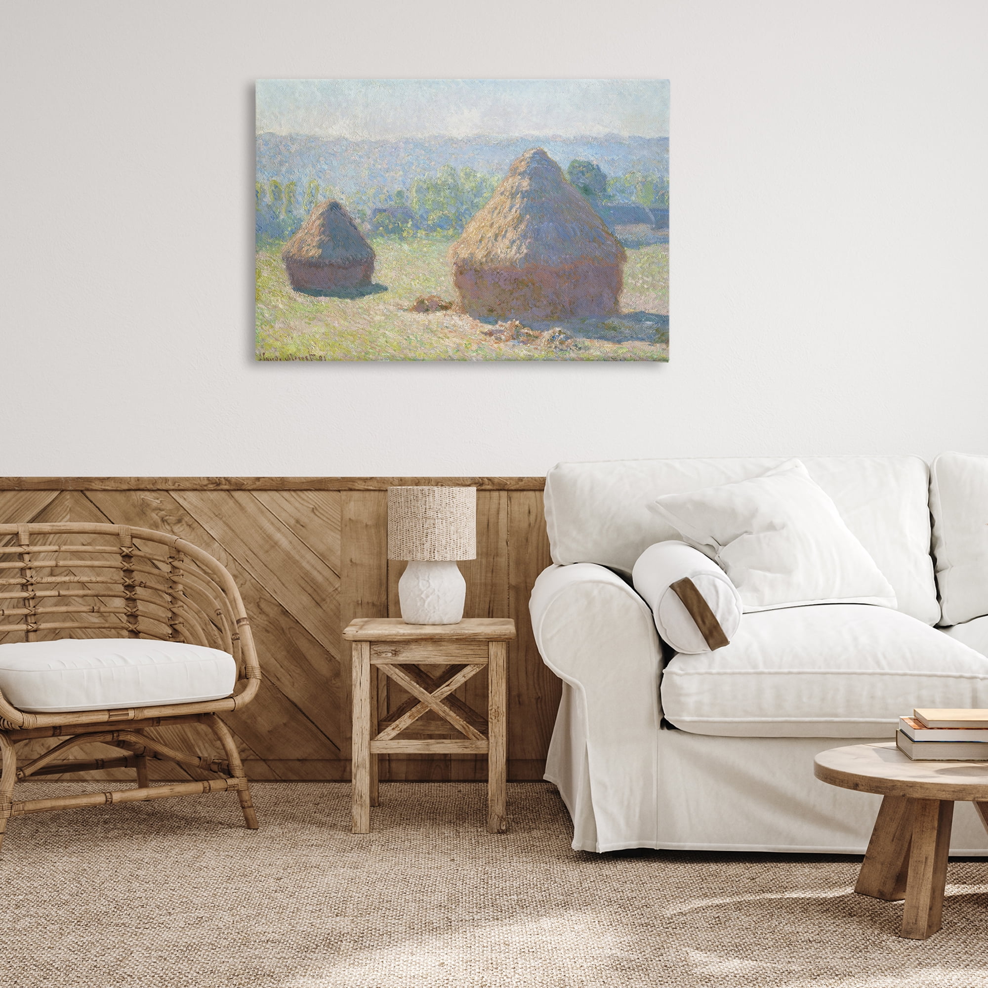 Stupell Industries Classic End Of Summer Haystacks Landscape & Nature Painting Wrapped Canvas Art Print Wall Art, 36 x 24