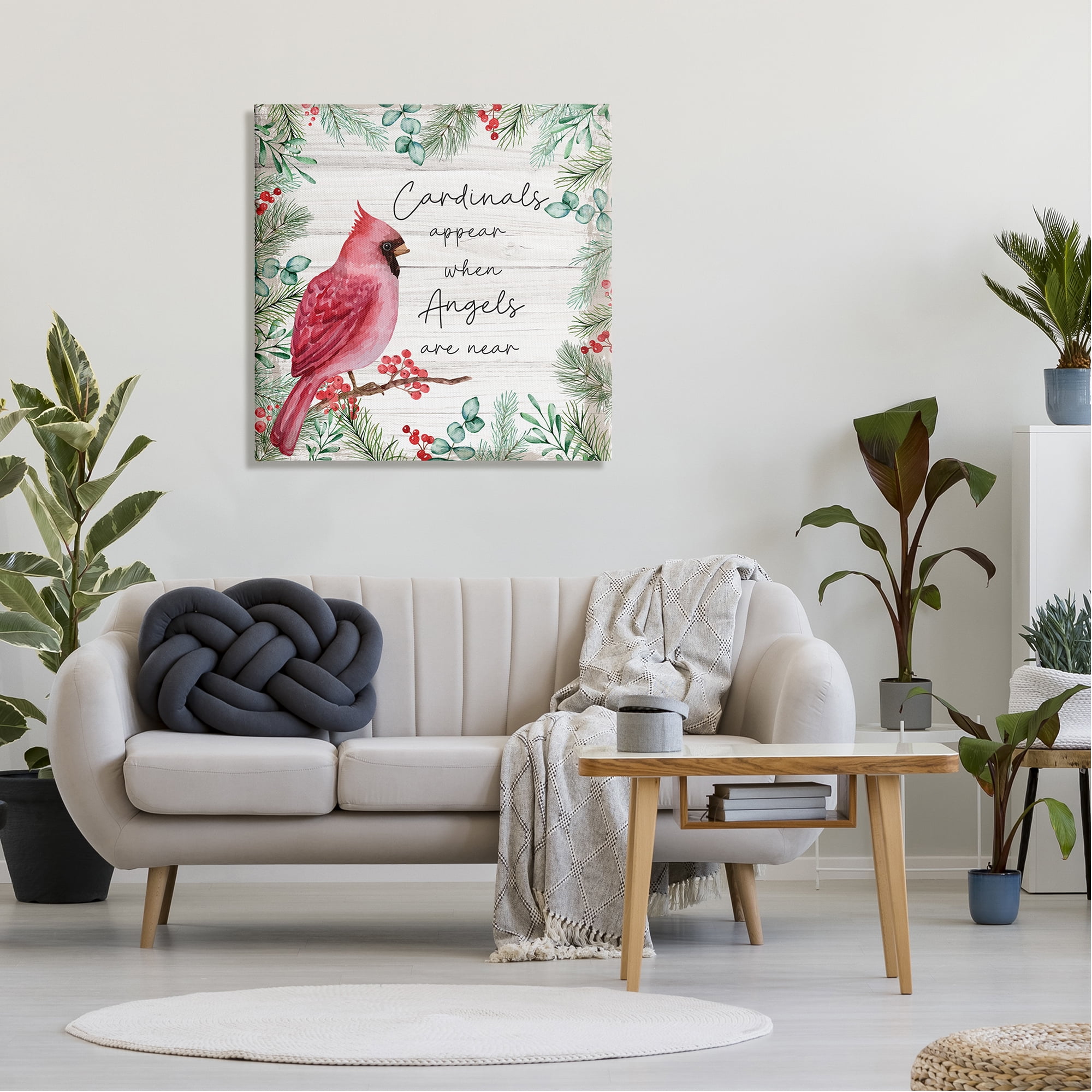 Stupell Cardinals Appear When Angels Near Phrase Animals & Insects Painting Gallery Wrapped Canvas Print Wall Art