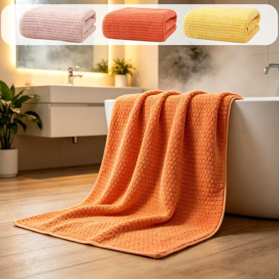Ouuluon Bath Towels, Thick Quick Dry Bath Towel, Orange 55x28in Absorbent Shower Towel for Bathroom Gym Beach Travel Camping