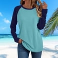 thumbnail image 3 of DISKEBUISS Women's Long Sleeve Raglan T-Shirts Crew Neck Color Block Tops for Fall Casual Loose Blouse, 3 of 6