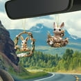 thumbnail image 5 of LHNFT Rabbit 2D Easter Hanging Ornament, Bunny Play on a Swing on The Tree Decor, Hanging Easter Decorations for Home, Car Rear View Mirror Accessories, Easter Gifts for Women, 5 of 5