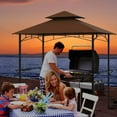 thumbnail image 2 of Auranook 8' x 5' Grill Gazebo, Outdoor Double-Tiered Grill Canopy w/ 2 Shelves, 7 Hooks, Metal Frame, Soft Top, Barbecue Picnic Patio Canopy Tent, 2 of 9