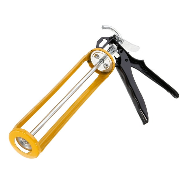 Manual Cartucho Calafateo Pistola, Carbono Acero Medio Barril Calafateo Aplicador 310ml/10oz, 10:1 Empuje Relación, Amarillo