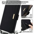 thumbnail image 4 of for iPhone 15 Pro Max Phone Case with RFID Blocking Card Holder Crossbody Chain + Hand Strap Premium PU Leather Flip Case with Magnetic Clasp Kickstand Wallet Shockproof Phone Case,Black, 4 of 8