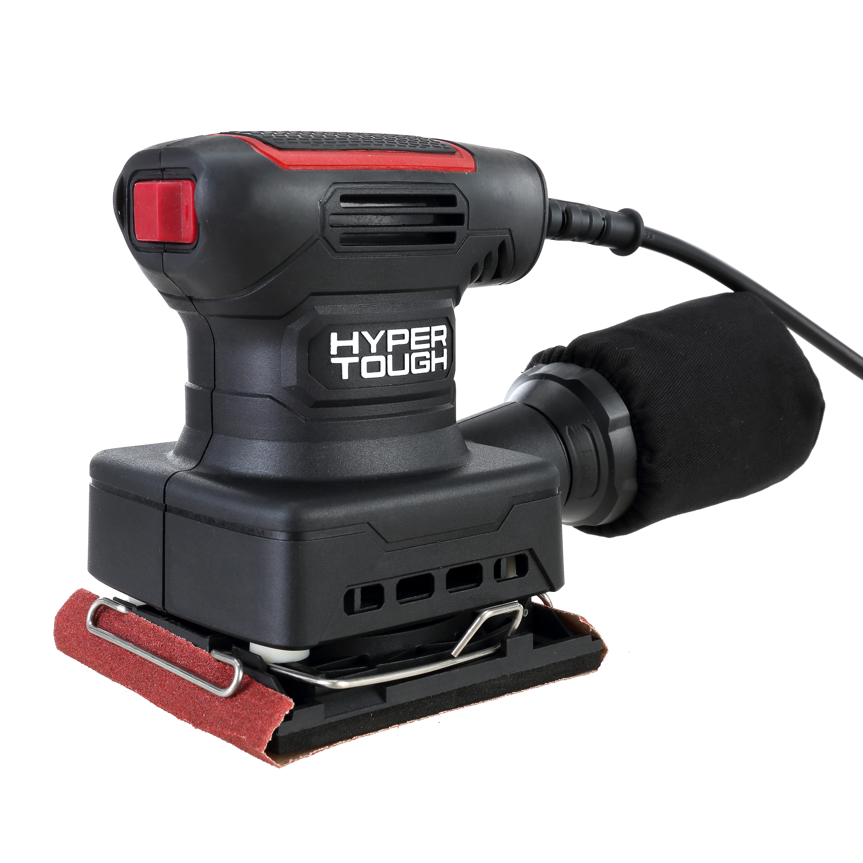 Hyper Tough 2.2 AMP Corded 1/4 Sheet Palm Sander with Dust Bag and Sanding Sheets